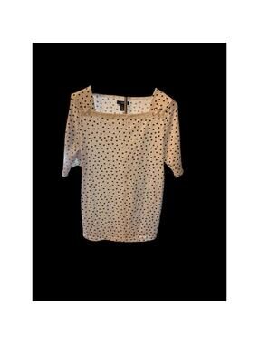 Chaps Women’s Large Polka Dot Square-Neck Cotton Blouse – Excellent Condition
